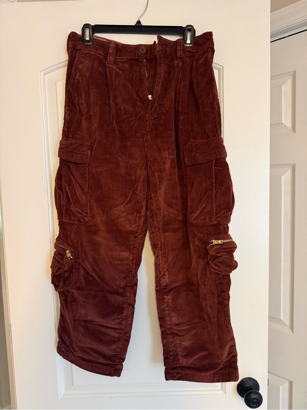 American Eagle Outfitters Men's Corduroy Cargo Pants in Rust Brown
